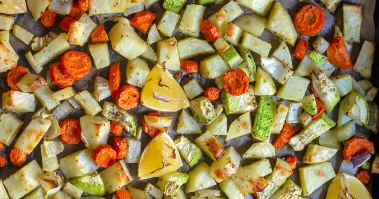 Oven Roasted Potatoes and Carrots with Onion and Zucchini