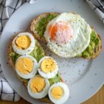 Avocado Egg Toast Served with Boiled Egg and Fried Egg.