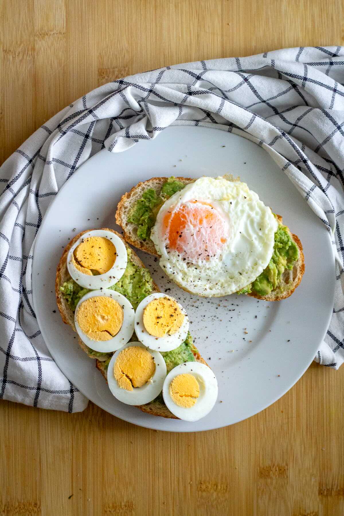 Avocado Egg Toat Served  with Boiled Egg and Fried Egg.