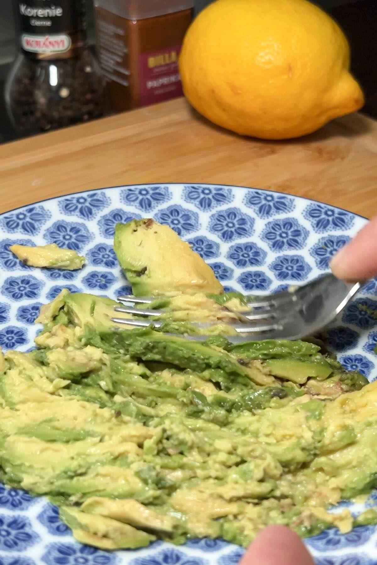 Egg Avocado Toast, Smash the Avocado.