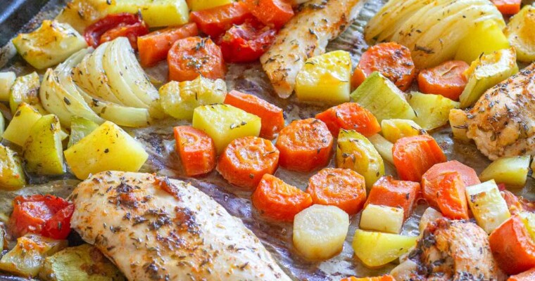 Mediterranean Sheet Pan Chicken and Vegetable