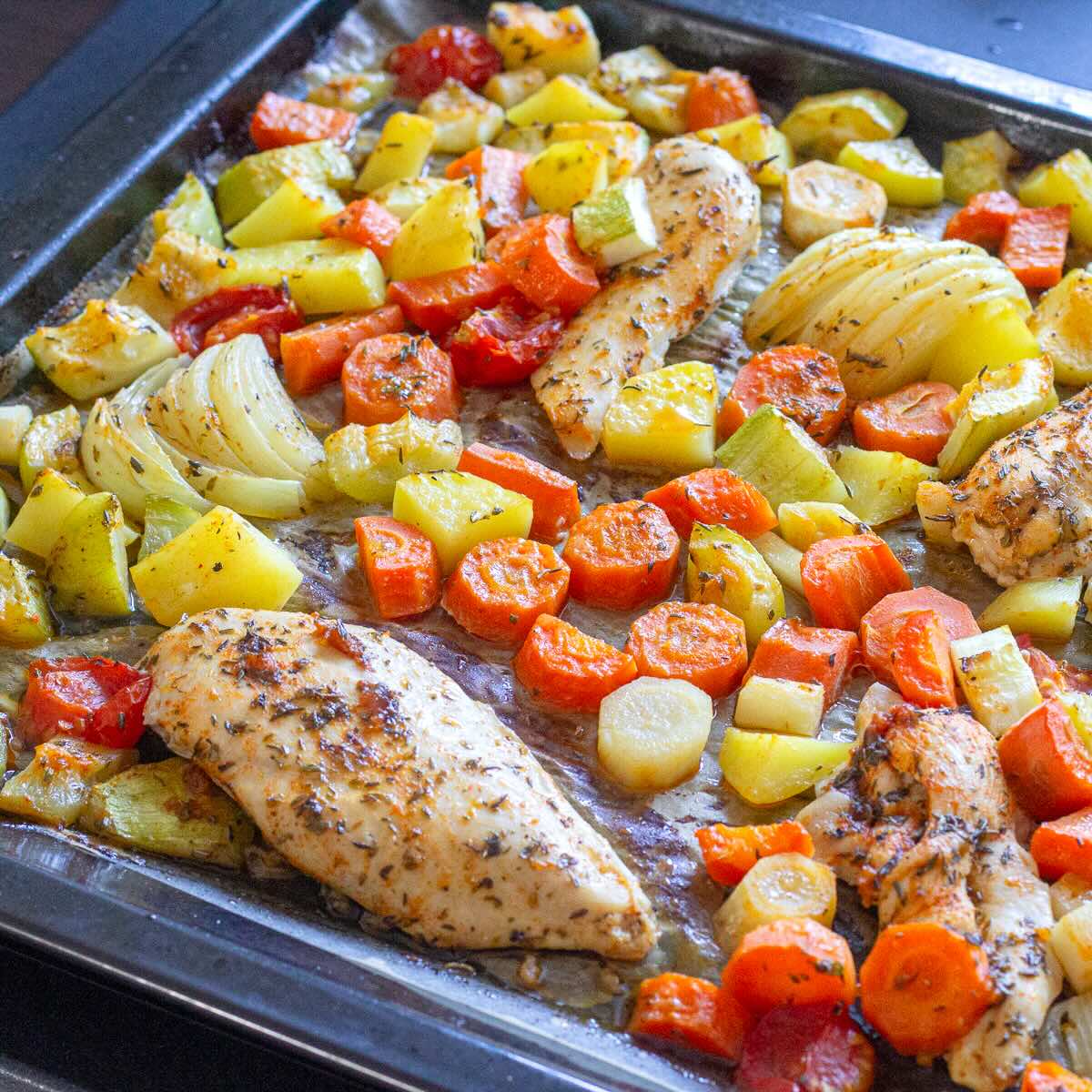 Mediterranean Sheet Pan Chicken and Vegetable