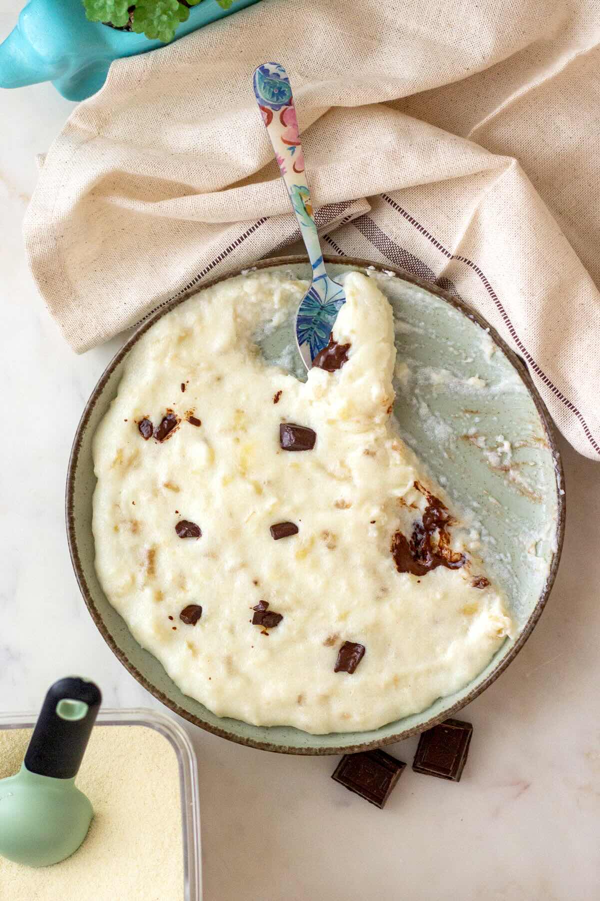 Griz sa mlekom made with banana instead of sugar