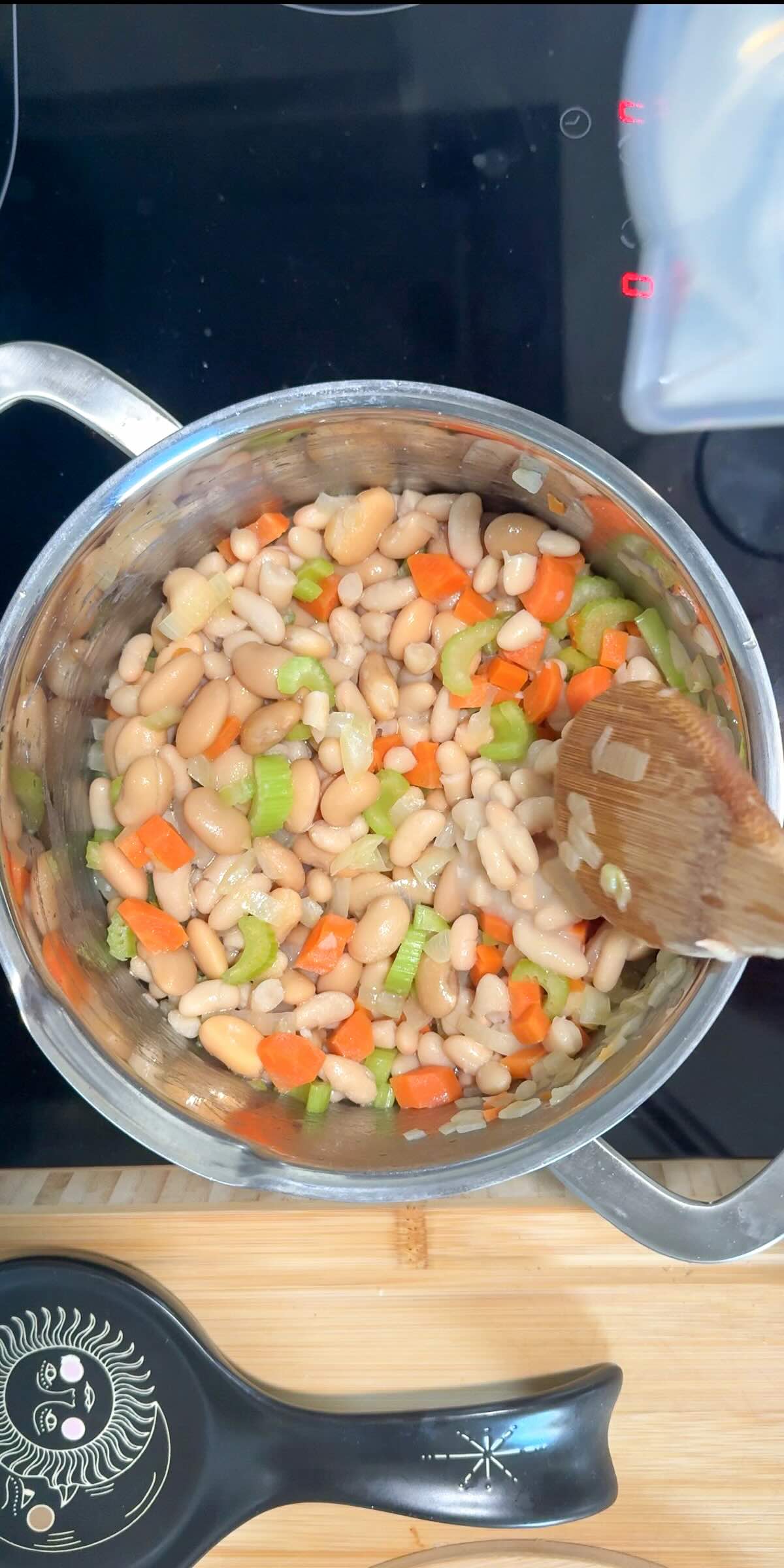 Lemon White Bean Soup Adding Beans.
