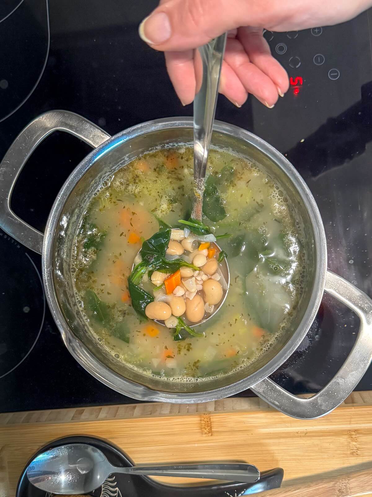 Lemon White Bean Soup, Cooked Soup.