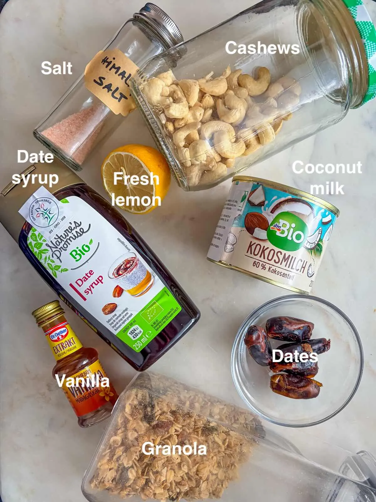 Vegan Cheesecake in a Jar, ingredients