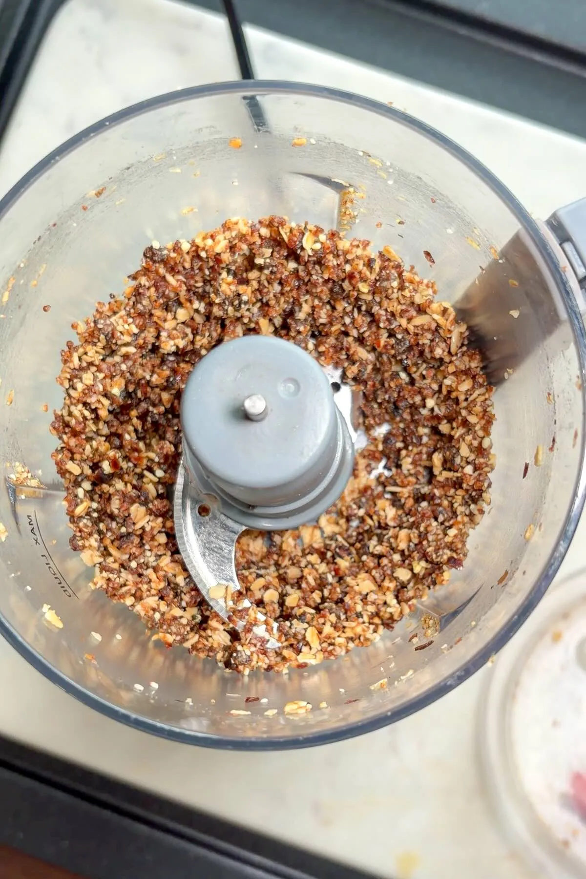Vegan Cheesecake in a Jar, pulsing the crust