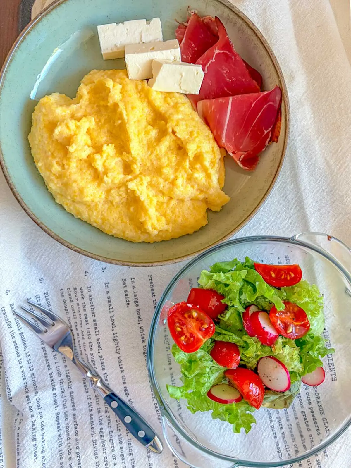 polenta-plated-with-proscioutto-feta-side-salad